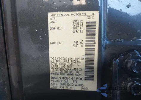 2012 Nissan Altima 2.5 S from USA, damaged, VIN 1N4AL2AP8CN444890
